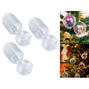 Lot de 30 d&eacute;corations de No&euml;l transparentes en plastique de 4 cm &agrave; remplir - Neuf