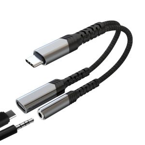 KALANKA-Adaptateur USB C vers Jack 3,5 mm avec Charge Rapide PD 60W, Adaptateur 2 en 1 Type C, Double Port Type C Audio HiFi DAC et Recharge, compatible avec iPhone Samsung S24 Huawei Xiaomi Pixel &Eacute;c - Neuf