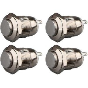 4pcs bouton-poussoir momentané étanche en acier inoxydable bouton-poussoir sur 12mm 2a 12v / 24v / 125v / 250v (tête vers le haut) - Neuf