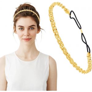 Bijou De T&ecirc;te Pour Femme - Dor&eacute; - Paillettes - Bandeau De Diseuse De Bonne Aventure - Bandeau &Eacute;lastique &Agrave; Paillettes - Accessoire De Cheveux R&eacute;glable Pour Femme Et Fille - Neuf