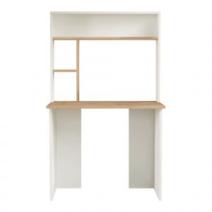 Bureau table poste de travail 149 x 90 x 52 cm effet ch&ecirc;ne blanc Helloshop26 03_0009071 - Neuf