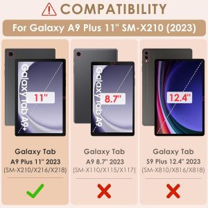 Ersan-Coque Pour Samsung Galaxy Tab A9+/A9 Plus 11 Pouces 2023 Sm-X210/X216/X218,Etui Housse De Protection Robuste Antichoc Avec Porte-Stylo E Bandouli&egrave;re,Rotation &Agrave; 360&deg; Pour Utiliser Plusieurs Vues - Neuf