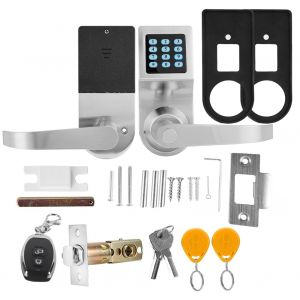Serrure de porte intelligente a code electronique avec mot de passe et telecommande Argent - Neuf