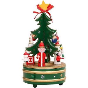 Boîte à musique d'arbre de Noël,boîte à musique en bois Arbre de Noël avec pendentif ornements Noël - Neuf