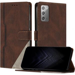 Kal-Étui Pour Samsung Galaxy Note 20, Housse En Cuir Pu Avec [Protection Antichoc Tpu] [Fonction Support] [Porte-Cartes ] Antichoc Magnétique Coque Pour Galaxy Note 20 - Marron - Neuf