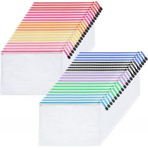 Eryi-40 Pochettes De Documents A4, 10 Couleurs, Pochette De Documents En Maille Imperméable Pour Fichier, Cosmétique, Fournitures De Bureau, Facture, École & Voyage - Neuf