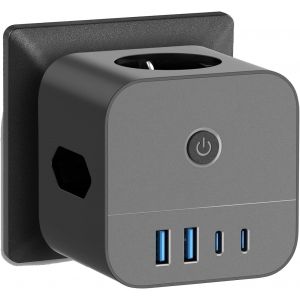 Ytfhg-Cube Multiprise Sans Câble - Multiprise Avec Usb C - 3680 W - Adaptateur De Prise 7 En 1 - Multiprise Usb Powercube - Pour Bureau, Maison, Voyage - Noir - Neuf