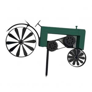 Piquet de jardin,roues tournantes,finition vintage,tracteur Wind Spinner,vert - Neuf