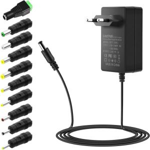 acdsgd-24V Adaptateur d'alimentation 24W Alimentation AC100 240V &agrave; DC 24V 1A Convertisseur de Tension Chargeur avec 10ps connecteurs 5,5x2,5 5,5x3,0 4,0x1,7 3,5x1,35 mm pour LED String Light Router - Neuf