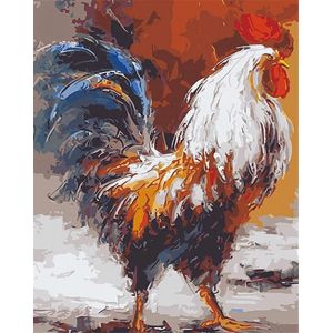 Peinture Numero Le Coq, Bricolage Peinture Par Numero 40x50 Cm Acrylique Decoration Murale (Poussin, Sans Cadre) - Neuf