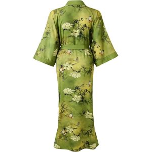 Robe Kimono Longue Pour Femme-Grande Taille-Avec Poche Florale-Chemise De Nuit - Neuf