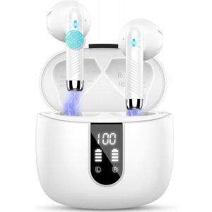 KAL-Ecouteurs Bluetooth Sans Fil, Écouteurs Bluetooth 5.3 2024 Écouteurs Sans Fil Avec 4 Enc Réduction De Bruit Mic, Ip7 Étanches Oreillette 48H Stéréo Usb-C Casque Pour Sport/Travail - Neuf