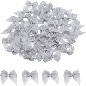 Kal-60pcs Mini Gris Clair Noeud En Ruban Avec Perle 1'' Appliques De Fleurs En Ruban Pour Bricolage, Noeuds Pour Cheveux, Couture, F&ecirc;te De Mariage, D&eacute;coration De No&euml;l - Neuf