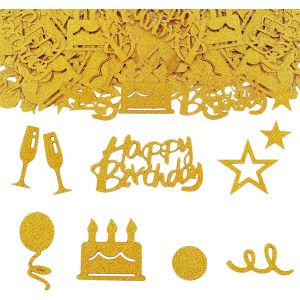 Lot de 100 confettis décoratifs originaux Happy Birthday - Grands confettis à paillettes double face - Décoration de table d'anniversaire pour homme, femme et enfant - Serpentins - Décoration - Neuf