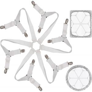 Drap Housse Drap Attaches Réglable 6 Côtés, Feuilles De Literie Bretelles, Convient Pour Tous Les Matelas Ronds Et Carrés-Toweter (3 Voies Blanc) - Neuf
