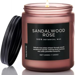 Bougie Parfum&eacute;es Santal & Rose Sensuelle,bougie orientale 200g 50h,2 m&egrave;ches cadeau femme-bougies parfum&eacute;es luxe pour ambiance intime - Neuf