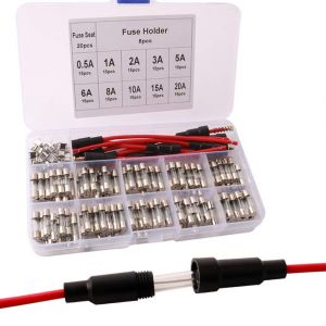 150Pcs fusible de Tube de verre de coup rapide + 20Pcs si&egrave;ge fusible + 5Pcs porte-fusible - Neuf