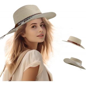 Chapeau De Paille Pour Femme,Chapeau De Soleil,Chapeau Pliable Pour Dame.[Z592] - Neuf