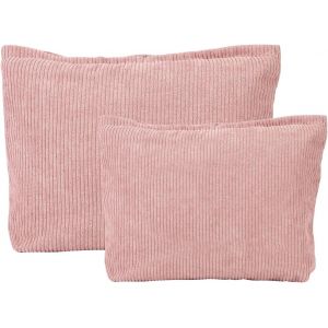 KALANKA-Pochette Maquillage, Trousses de Maquillage Femme en Toile, 2 Pièces Trousse de Toilette Femme, Pochette Tissu Sac de Cosmétique à Glissière Portable pour Femme-Rose (1 Grand + 1 Petit) - Neuf
