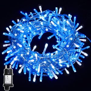 Guirlande Lumineuse 13M 200 LED Bicolore Bleu et Blanc - Réglable en luminosité pour Sapin de Noël, avec Minuterie et Prise - Décoration Intérieure Extérieure pour Noël, Chambre, Jardin - Neuf