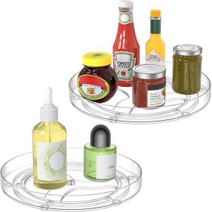 Subzonal-Lot De 2 23cm Plateau Tournant, 360° Étagère À Épices Rotative Transparent, Lazy Susan, Organisateur De Rangement Cuisine Pour Epices, Bouteille, Fruit, Cosmétique - Neuf