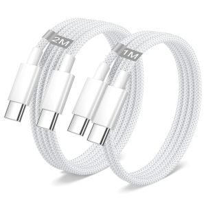 Iphone 15 16 C&acirc;ble Usb C Charge Rapide [1M+2M Lot De 2], 60W Nylon Cable Chargeur Type C Cordon Usb-C Cable Pour Apple Iphone 15 16 Pro Max/Plus,Ipad Pro/Air/Mini 7 6 - Neuf