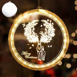 KAL-Lumières De Fenêtre De Noël,Lumière De Fenêtre À Ventouse Led,Guirlande Led Décoration Fenêtre De Noël,Led Rideau Suspendu Lumière,Pour Décor Blanc Chaud Intérieur Extérieur - Neuf