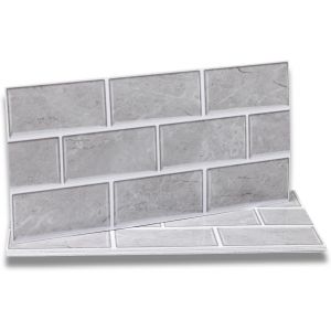 Eryi-Lot De 24 Autocollants Muraux Imperméables En Vinyle Pour Salle De Bain Et Cuisine, 30 X 15 Cm, Gris Brique - Neuf