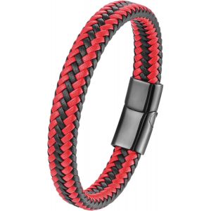 Eryi-Bracelet Cuir Homme Et Acier Inoxydable, Bracelets Style Tressé Pour Homme, Bijoux Cadeau Hommes Papa Papy, Bracelet Noir Marron Cuir Pour Hommes - Neuf