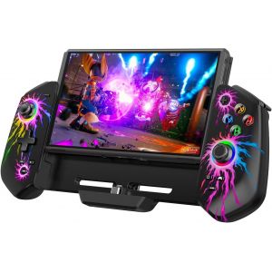 Manette De Commutateur Ã Effet Hall, Plug & Play Pour Console Switch/Oled, Manette De Commutateur Avec Joystick Précis, Look Lumineux Rvb Cool, 4 Emplacements Pour Cartes De Jeu - Neuf