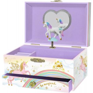 Bo&icirc;te &agrave; Bijoux Musicale pour Filles - Bo&icirc;te &agrave; Musique F&eacute;e pour Enfants avec Miroir, Cadeaux de Princesse pour Petites Filles, Bo&icirc;tes &agrave; Bijoux, Cadeau d'Anniversaire pour Enfants - 3-10 ans, Rose - Neuf