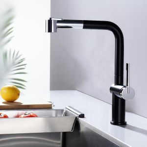 Robinet Cuisine Douchette Noir avec 2 Jets, Mitigeur Cuisine Noir avec Douchette Extractible, Robinet Evier à 360° Rotation, Mitigeur Evier Douchette Extensible - Neuf