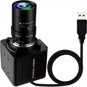 Caméra USB Webcam 2MP Objectif à focale Variable 5-50 mm Caméra USB 1080P Correction de Faible luminosité Webcam Zoom Avant et arrière Caméra de Gros Plan Plug and Play pour Android Linux Windows - Neuf