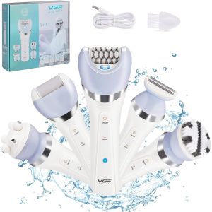 &Eacute;pilateur &Eacute;lectrique Pour Femme, 5 En 1 Epilateur Electrique Sans Fil Pour &Eacute;pilation Humide Et S&egrave;che Avec &Eacute;pilateur, Rasoir, Exfoliant, Nettoyage Et Massage Du Visage, 2 Vitesses - Neuf