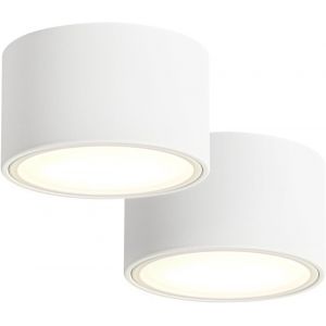 2X Led Spot De Surface, 3000K Spot De Plafond Blanc Mat 6W 550Lm Gx53 Spot De Surface - &Oslash;95X55Mm 230V Spot De Plafond Pour Chambre &Agrave; Coucher Salon - Neuf