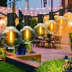 KAL-Guirlande Lumineuse Exterieure, 15M 25+2 Led G40 Ampoules Guirlande Guinguette Led Connectable, Chaîne Lumiere Intérieur Extérieure Ip65 Étanche Pour Jardin Patio Fête Mariage, Blanc Chaud - Neuf