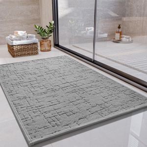 TIANYI-Tapis de Bain antid&eacute;rapant Super Absorbant Tapis Baignoire Doux Tapis Sortie de Douche Lavable pour Salle de Bain Toilette(Gris Clair,50 * 80cm) - Neuf