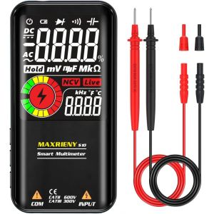 Multimètre Numérique Intelligent Automatique avec Grand Écran Couleur 9999 Comptes Testeur de Tension Multifonction de Capacitance Diode Résistance Continuité Fréquence Cycle de Travail NCV - Neuf