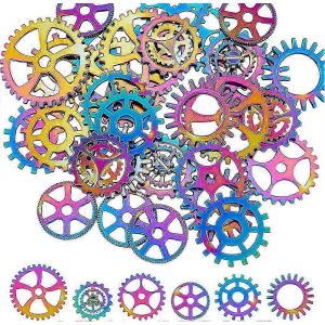 36pcs 6 Styles Steampunk Breloques Horloge Montre Connecteur Breloques Engrenage Lien Breloques Alliage Connecteur Pendentifs Arc En Ciel Engrenage Rouages Breloques Roue Creuse Breloques Ch - Neuf