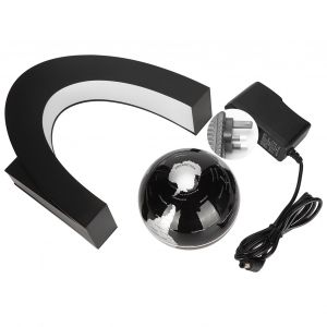 Globe flottant magnetique en forme de C, lumiere LED, boule decorative en levitation, carte du monde, prise britannique 100-240 V - Neuf