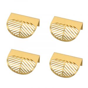 Lot de 4 poignées de meubles en forme de feuille en laiton doré - couleur or pour meubles de cuisine en laiton - Neuf