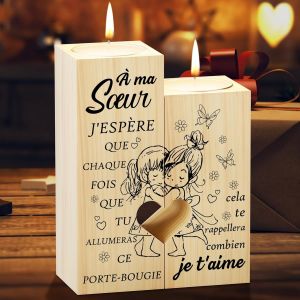 Kalanka-Cadeau Soeur Anniversaire, Candélabre En Forme De Coeur Cadeau De La Grande Petite S?Ur, Cadeau De La Meilleure S?Ur Graduation D'anniversaire Noël, Cadeau Anniversaire Femme - Neuf