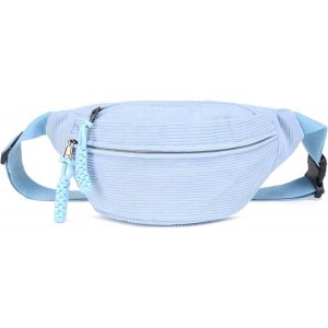 KALANKA-Sac à bandoulière pour femme, petit, sac bandoulière tendance en velours côtelé, élégant et pratique, sac banane pour l'extérieur, le sport, les voyages, la course, l'école, bleu, Taille - Neuf