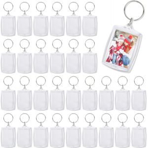 KAL-Porte Clef Photo,Porte Clé Photo Personnalisé,30 Pièces Porte Cle Photo,Porte Clé Photo Transparent Pour Diy - Neuf