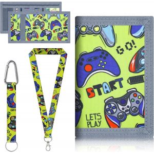 CAUC-Portefeuille pour Enfant,Pliable Porte Monnaie Enfant Porte-Carte Homme avec 2 Cordons Trifold avec Fermeture &Eacute;clair Portefeuille,pour Les Cadeaux d'anniversaire d'enfants (Vert) - Neuf