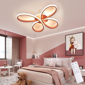 Plafonnier Led Papillon 50w Avec Télécommande,5000lm,Température Réglable 3000¿6500k,Veilleuse,Minuterie,Mémoire,Luminaire Moderne Pour Chambre Et Enfant,52×39cm,Métal - Neuf