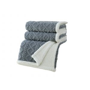 Couverture D'hiver R&eacute;versible 100x70cm, Jet&eacute; De Canap&eacute; En Polaire Grise - Neuf