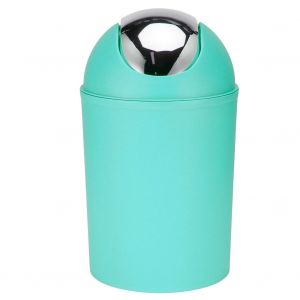 Hjlian Mini Poubelle A Couvercle Rabattable Pour La Maison, Le Salon, La Chambre A Coucher, Le Bureau, La Table De Chevet, En Plastique, Vert Menthe - Neuf