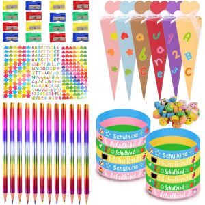 Lbgwp60-Lot De 90 Petits Cadeaux De Rentrée Des Classes, Contenu Pour Sac D'école, Cadeau De Rentrée Des Classes Pour Filles Et Garçons ¿ Sacs À Sucre | Crayon | Gomme | Autocollants | Taille-Crayon - Neuf