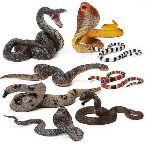 Lot de 8 faux serpents realistes en caoutchouc pour farces et farces, pour effrayer les oiseaux, les cobras, les boas constricteurs, les corails - Neuf